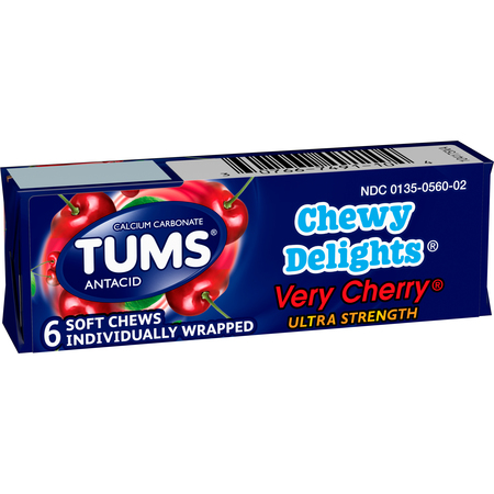 TUMS Tums Very Cherry Chewy Delights 6 Count, PK144 60000000042302